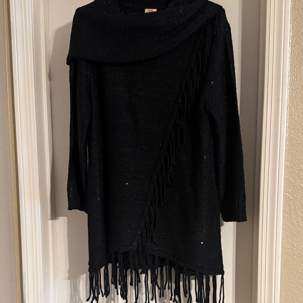 Reba Black Fringe Sweater